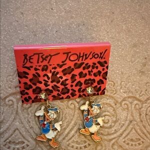 NWT Betsey Johnson retired 1.25” Donald Duck Earrings with glitz post